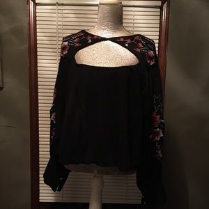 Free people long sleeve peek a boo shirt